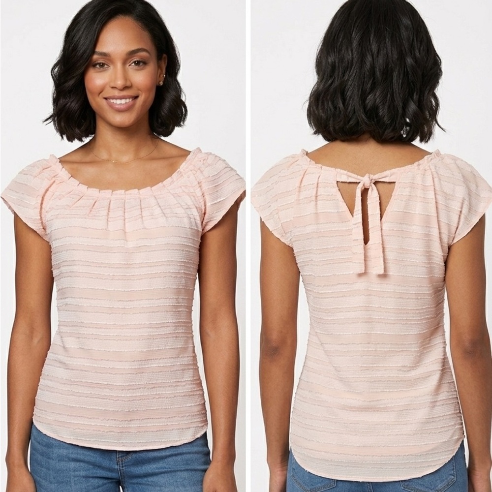 LC‎ Lauren Conrad Women's Peach Striped Blouse size S Pre-owned